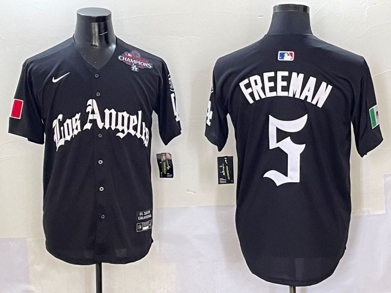 Men Los Angeles Dodgers #5 Freeman Black Five generations Joint Name 2025 Nike MLB Jersey style 8